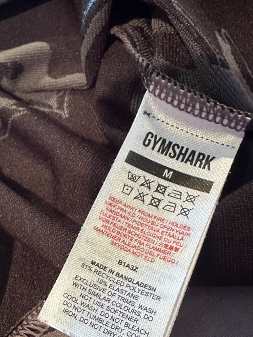 Women's Gymshark Power Crop Hoodie Gray Black Marble Print Synch Size Medium - Picture 6 of 9